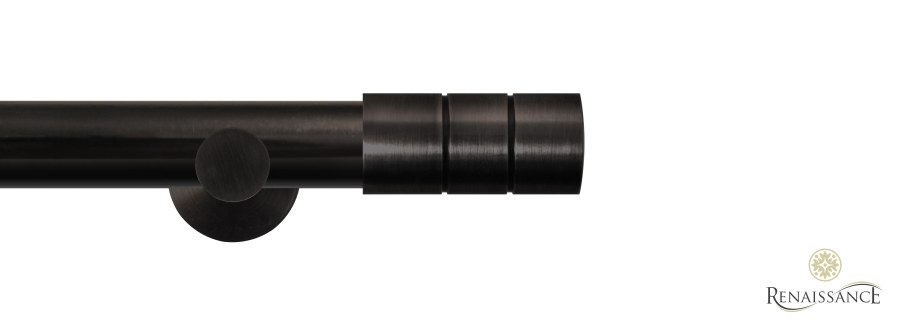 Dimensions 28mm Cylinder Eyelet Pole Set with Contemporary Bracket 120cm Black Nickel