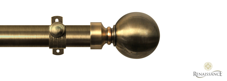 Orbit 28mm Plain Ball Eyelet Pole Set 120cm Antique Brass