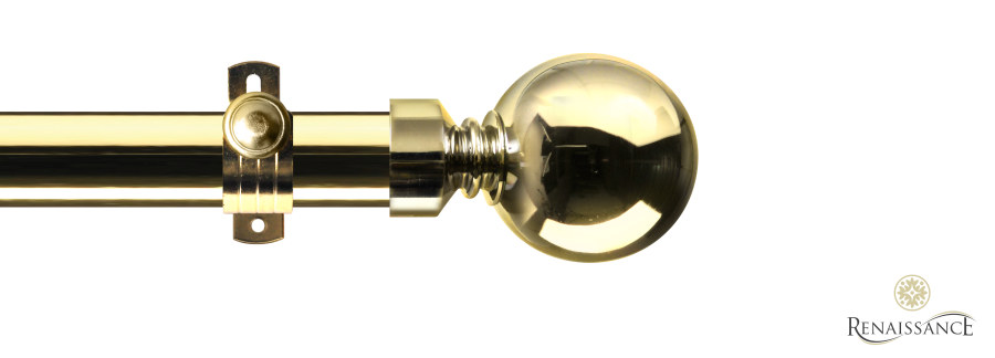 Orbit 28mm Plain Ball Eyelet Pole Set 120cm Polished Brass