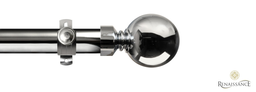 Orbit 28mm Plain Ball Eyelet Pole Set 120cm Polished Silver