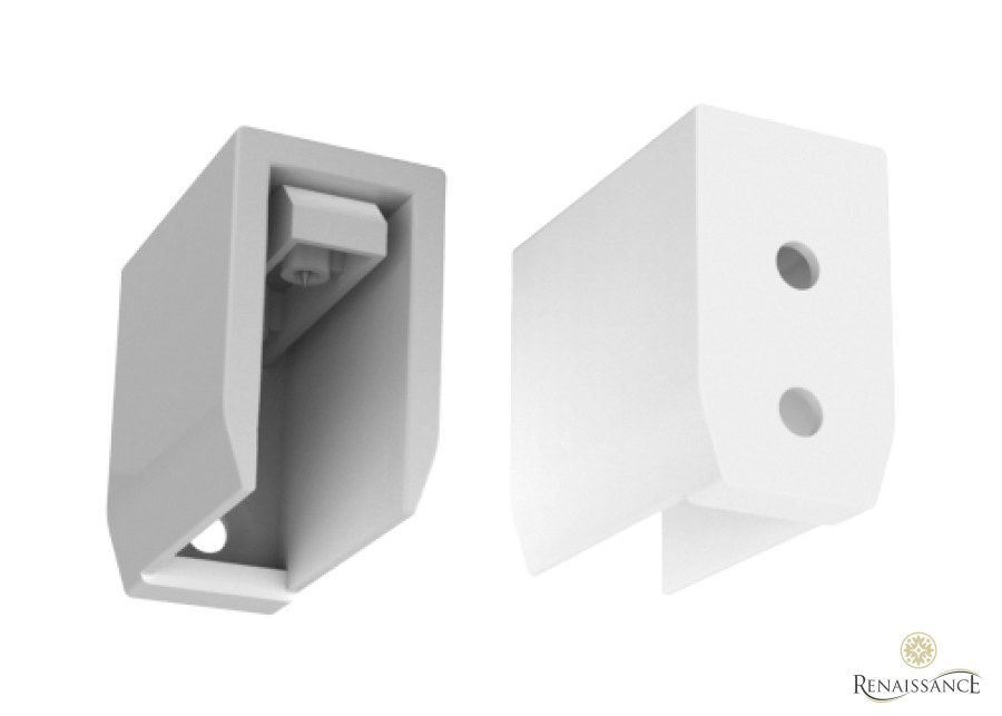 Cubicle Rail Side Bracket/End Cap with Holes Grey