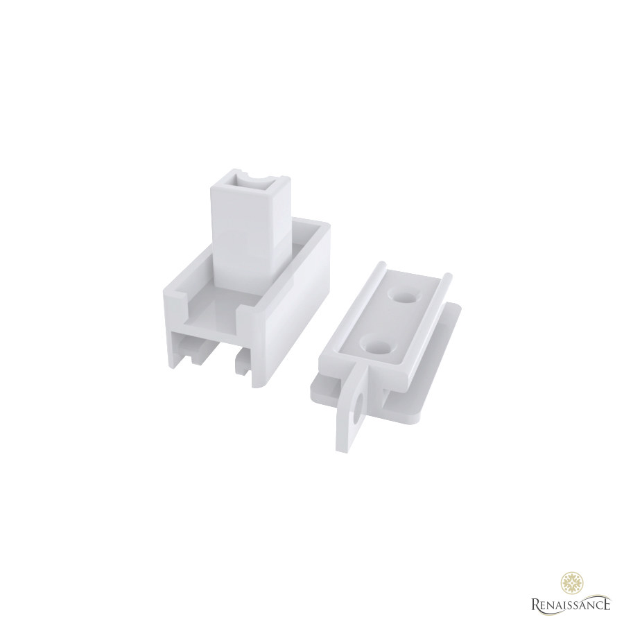 Cubicle Rail Side Bracket/End Cap with Fixed Eye White