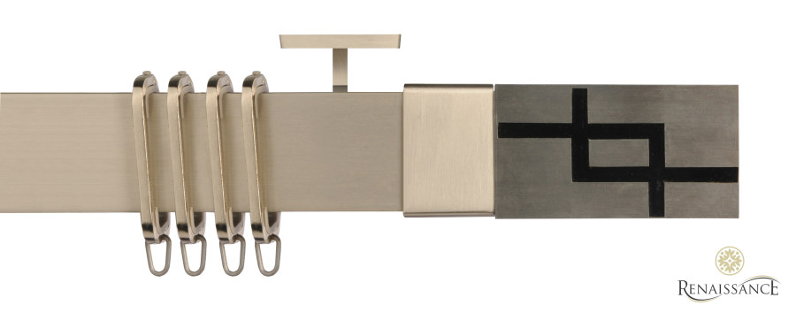 Vogue Silver/Black Interlock Finials 100cm Track Kit Ceiling Bracket Brushed Silver
