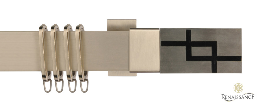 Vogue Silver/Black Interlock Finials 100cm Track Kit 160mm Bracket Brushed Silver