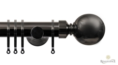 Contract 35mm Plain Ball 35mm Pole Set with Contemporary Brackets Black Nickel