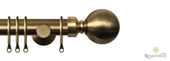 Dimensions 28mm Plain Ball Pole Set with Contemporary Bracket 120cm Antique Brass