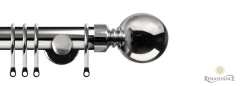 Dimensions 28mm Plain Ball Complete Pole Set with Contemporary Brackets Polished Silver