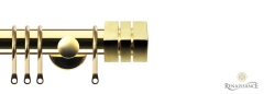 Dimensions 28mm Cube Complete Pole Set with Contemporary Brackets Polished Brass