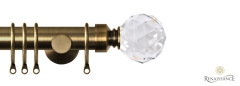 Dimensions 28mm Clear Crystal Cut Diamond Complete Pole Set with Contemporary Brackets Antique Brass