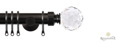 Dimensions 28mm Clear Crystal Cut Diamond Complete Pole Set with Contemporary Brackets Black Nickel