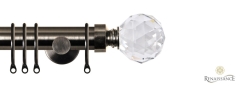 Dimensions 28mm Clear Crystal Cut Diamond Complete Pole Set with Contemporary Brackets Gunmetal