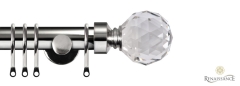 Dimensions 28mm Clear Crystal Cut Diamond Complete Pole Set with Contemporary Brackets Polished Silver