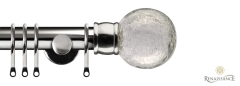 Dimensions 28mm Crackled Glass Complete Pole Set with Contemporary Brackets Polished Silver