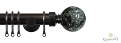 Dimensions 28mm Black/Silver Mirror Mosaic Ball Complete Pole Set with Contemporary Brackets Black Nickel