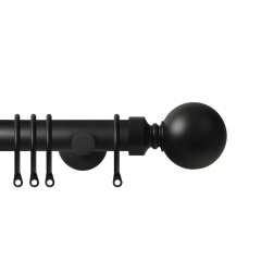 Contract 28 Plain Ball 28mm Pole Set with Contemporary Brackets Matt Black