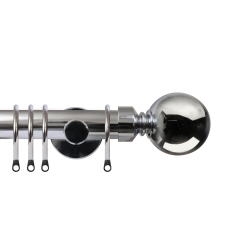 Contract 28 Plain Ball Complete Pole Set with Contemporary Brackets Polished Silver