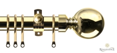 Dimensions 28mm Plain Ball Options Pole Set Polished Brass