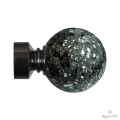 28mm Dimensions Black/Silver Mirror Mosaic Ball Finial Pair