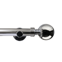Contract 28 Plain Ball 28mm Eyelet Pole Set with Contemporary Bracket Polished Silver
