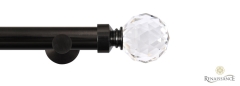 Dimensions 28mm Clear Crystal Cut Diamond Contemporary Eyelet Pole Set Black Nickel