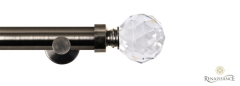 Dimensions 28mm Clear Crystal Cut Diamond Contemporary Eyelet Pole Set Gunmetal