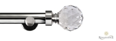 Dimensions 28mm Clear Crystal Cut Diamond Contemporary Eyelet Pole Set Polished Silver
