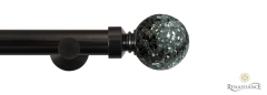 Dimensions 28mm Black/Silver Mirror Mosaic Ball Contemporary Eyelet Pole Set Black Nickel