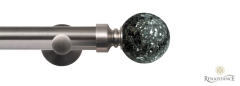 Dimensions 28mm Black/Silver Mirror Mosaic Ball Contemporary Eyelet Pole Set Brushed Nickel