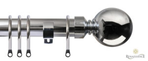 Contract 28 Ball 28mm Pole Set with Short L Brackets Polished Silver