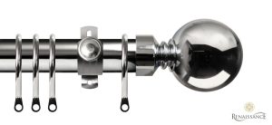 Orbit 28mm Curtain Pole Sets Polished Silver