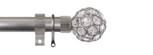 Extensis 28mm Clear Crystal Bead Curtain Pole Sets Brushed Nickel