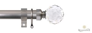 Extensis 28mm Crystal Cut Diamond Curtain Pole Sets Brushed Nickel