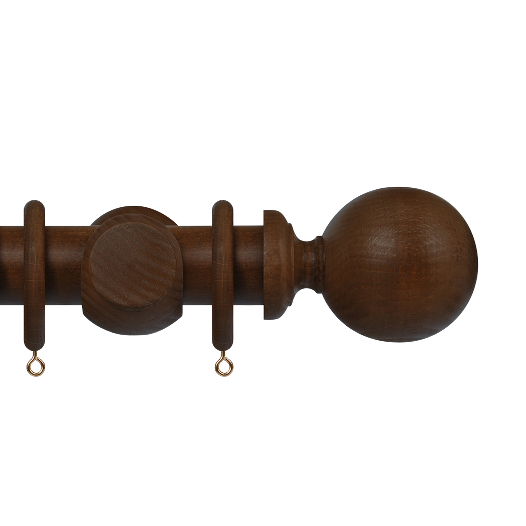 Natur Shades 50mm Wooden Curtain Pole Kit Dark Oak
