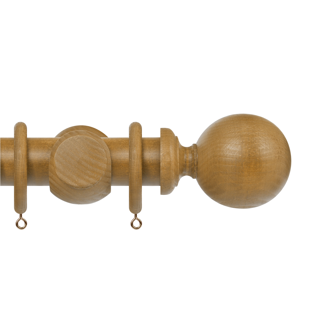 Natur Shades 50mm Wooden Curtain Pole Kit Light Oak
