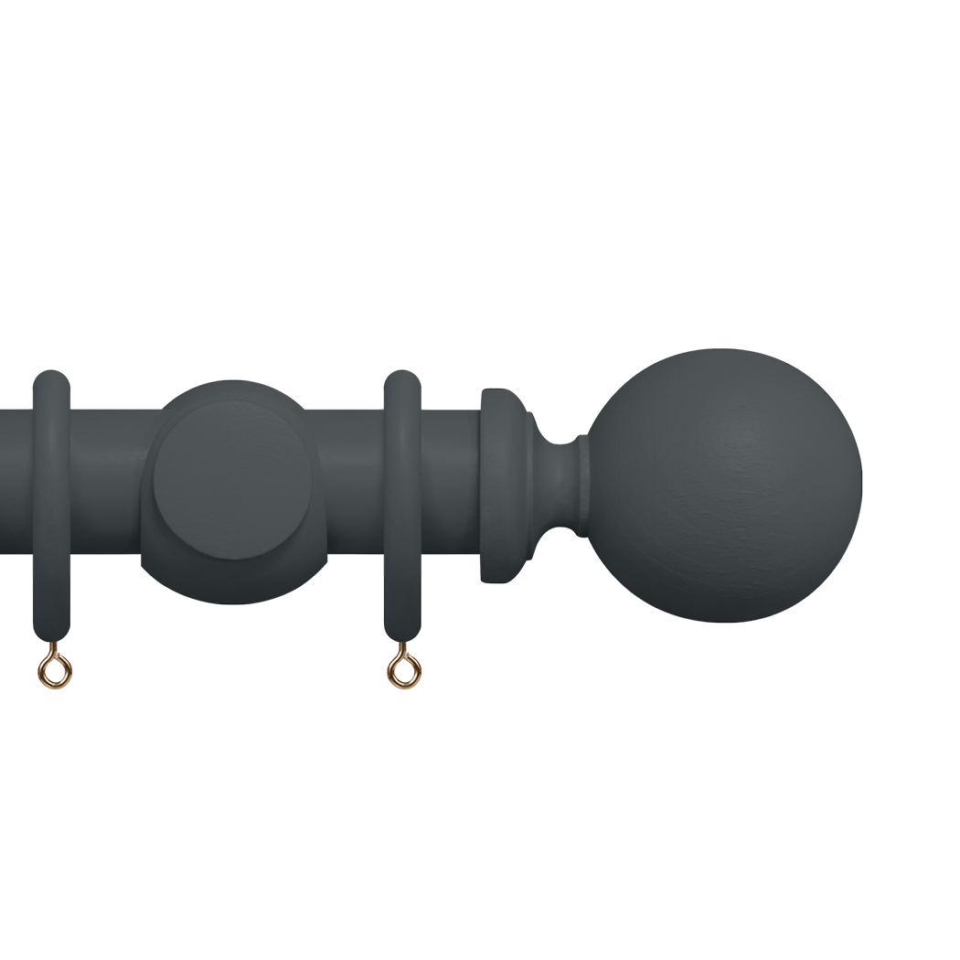 Natur Shades 50mm Wooden Curtain Pole Kit Slate Grey