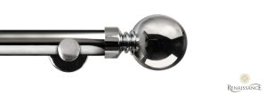 Dimensions 28mm Ball Finial Eyelet Pole Set with Contemporary Bracket Polished Silver