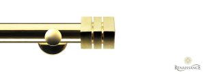 Dimensions 28mm Cube Finial Eyelet Pole Set with Contemporary Bracket Polished Brass