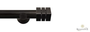 Dimensions 28mm Cube Finial Eyelet Pole Set with Contemporary Bracket Black Nickel