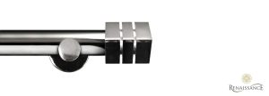 Dimensions 28mm Cube Finial Eyelet Pole Set with Contemporary Bracket Polished Silver