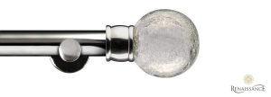 Dimensions 28mm Crackled Glass Finial Eyelet Pole Set with Contemporary Bracket Polished Silver