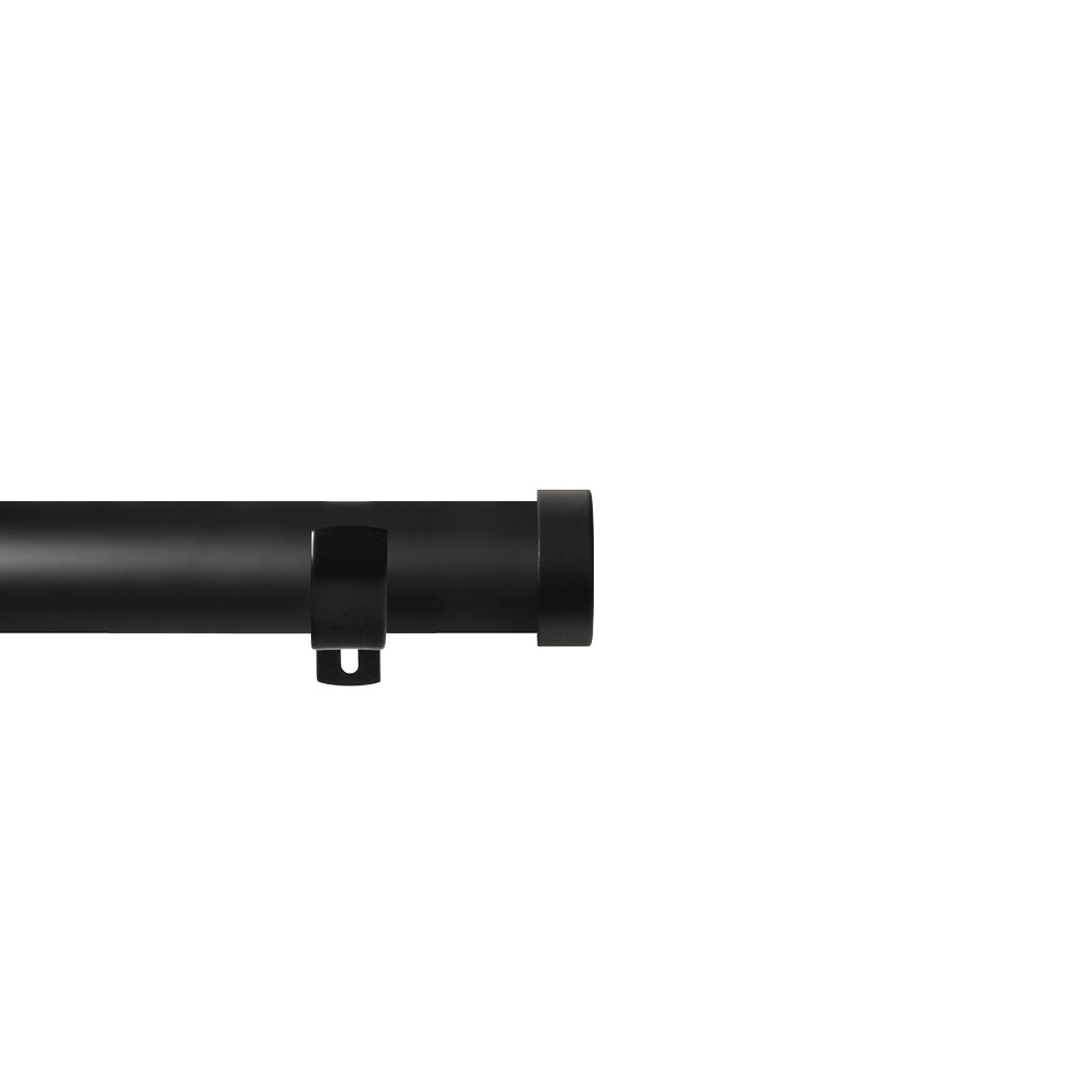 Contract 28 End Cap 28mm Eyelet Pole Set with Long L Brackets Matt Black