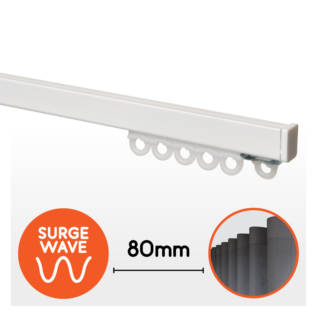 Mini Optimal Metal Curtain Track Kit 80mm Surge Gliders White