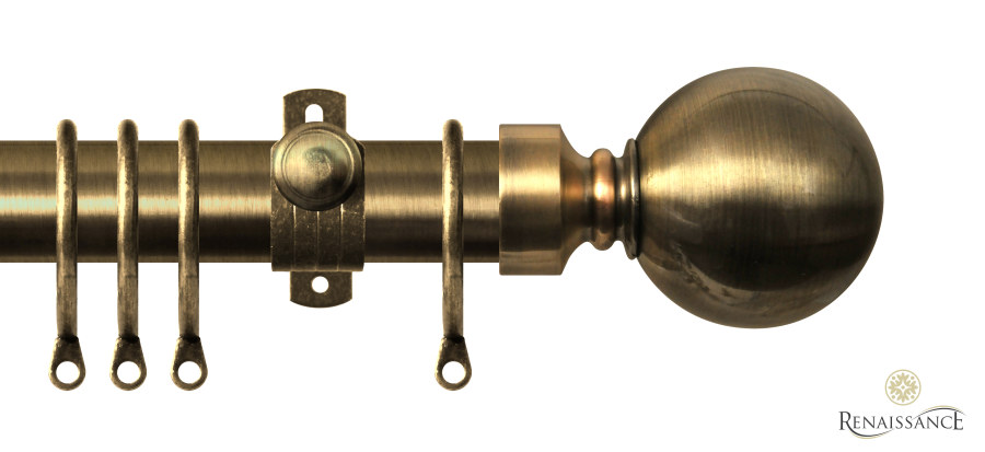 Orbit 28mm Metal Curtain Pole Sets Antique Brass