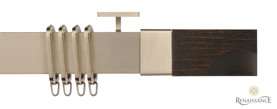 Vogue Carved Wenge Finials Track Kit Ceiling Bracket Brushed Silver