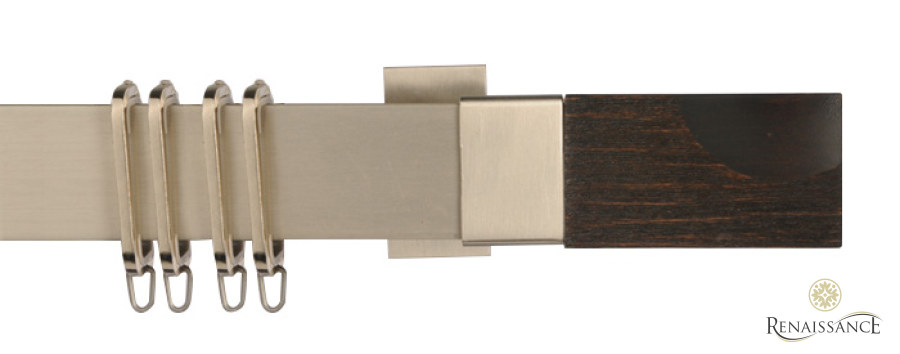 Vogue Carved Wenge Finials Track Kit 160mm Bracket Brushed Silver