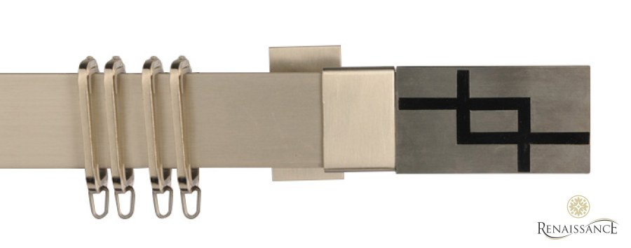 Vogue Silver/Black Interlock Finials Track Kit 160mm Bracket Brushed Silver