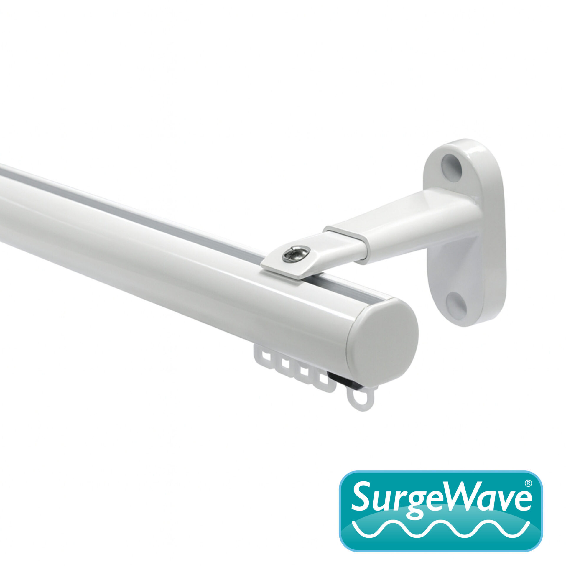Motiva 28mm Uncorded Metal Curtain Track Kit 80mm Ribbon SurgeWave Gliders White